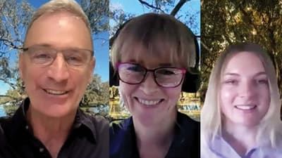 Host Matthew Taylor and guests Jo Axford and Bridget Roberts.