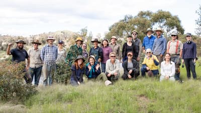 Environmental volunteering team at Scottsdale Reserve, southern NSW.