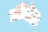 Map of Australia with shaded priority landscapes, where we focus our work.