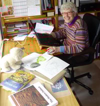 Eva Finzel volunteering from home.