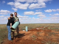 Liz and Paul installing pitfall traps at Boolcoomatta.