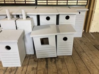 Nest Boxes ready to be installed in the trees.