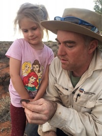 Graeme and Isla with a Bynoes Gecko.
