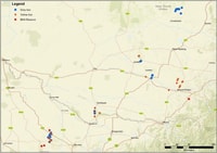 Map of locations where seeds were sourced.