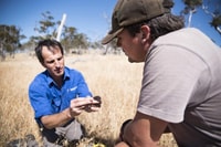 Sam Riggall with Bush Heritage ecologist Dr Matt Appleby. Photo Annette Ruzicka.