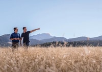 Bush Heritage ecologist Dr Matt Appleby and Midlands farmer Sam Nicolson. Photo Annette Ruzicka.
