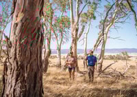 Bush Heritage ecologist Matt Appleby with Midlands farmer Sam Riggall, on Sam's property. Photo Annette Ruzicka.