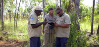 Tom Vigilante working with Wunambal Gaambera rangers. Photo Mark Jones.