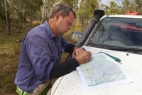 Paul Hales marking progress on a map. Photo Martin Willis.