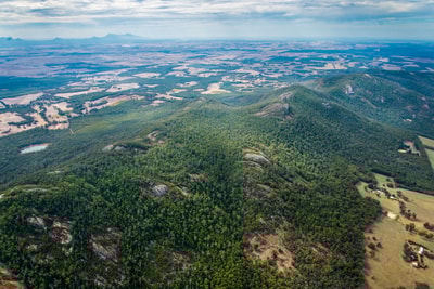 Aerial view of fragmented patches of natural land.