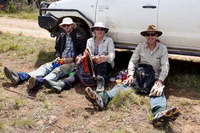 Volunteers resting.