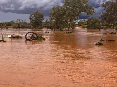Landscape underwater after 108mm of rain in two days.