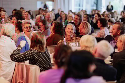 A sea of people, mostly women, dressed up and seated at tables at the 2023 Celebrating Women In Conservation Breakfast in Melbourne.