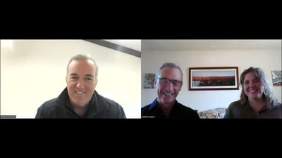 Ecologist Graeme Finlayson with host Matthew Taylor on a webinar screen.