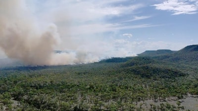 Smoke from a bushfire at Carnarvon Station Reserve.